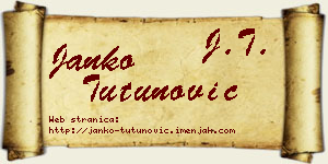 Janko Tutunović vizit kartica